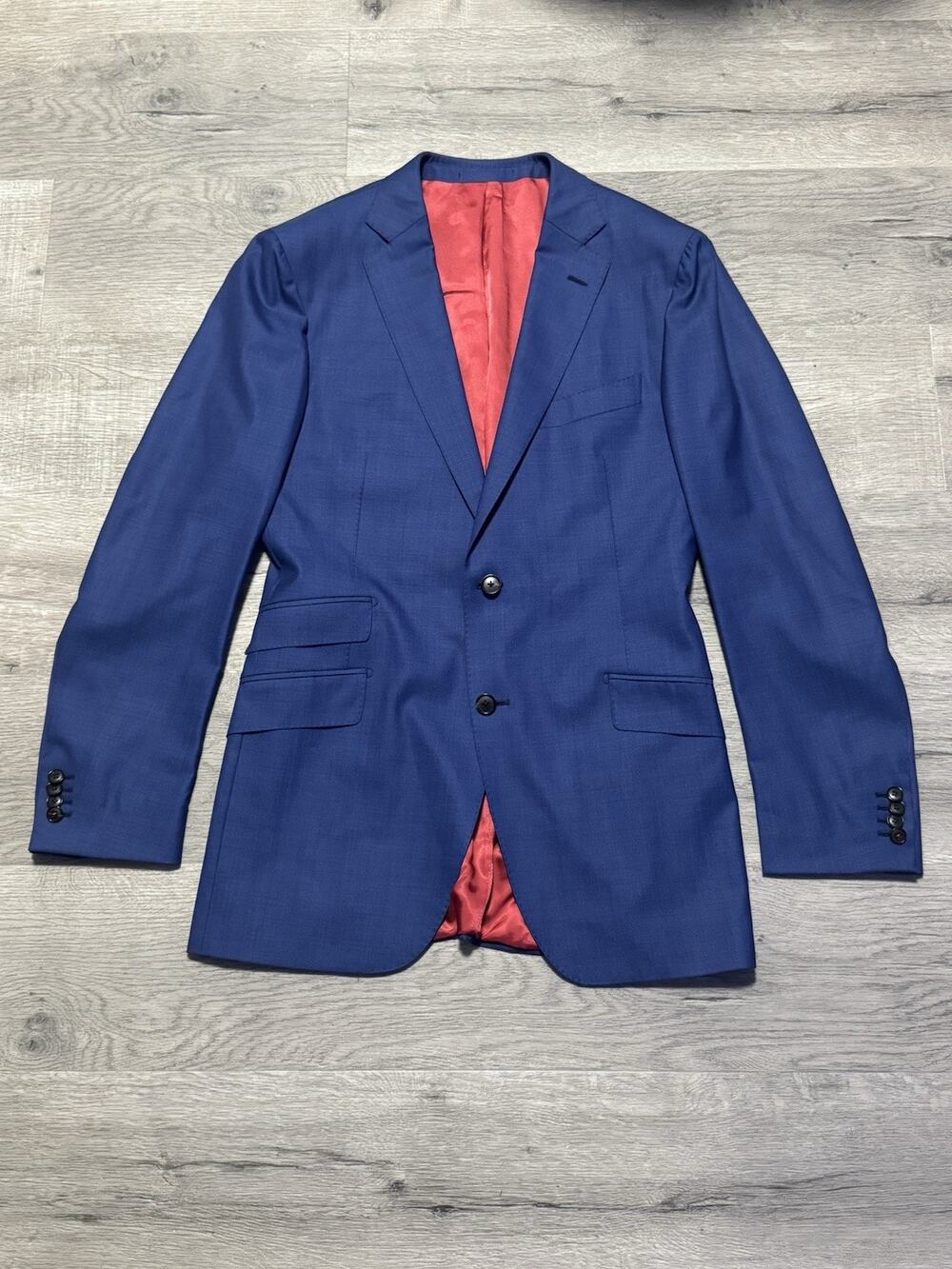 SuitSupply Sienna Jacket 42L Blue Drago Wool Super 130s Blazer Sport Coat EUC